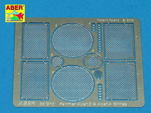 PHOTO-ETCHED GRILLES/MESH for PzKpfw V Ausf.A/D PANTHER  #35G10 1/35 ABER