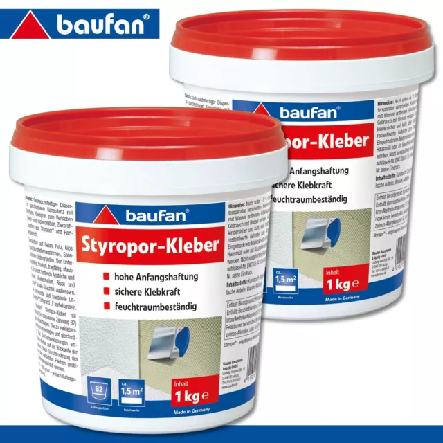 Baufan 2 x 1 KG Colle pour Polystyrène