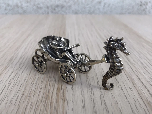 Microfusione miniatura carrozza innamorati in argento 800 vintage Da Collezione
