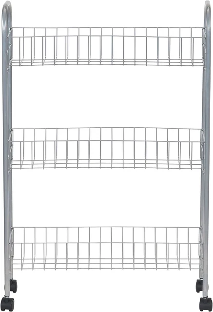 Slim Storage Cart, 3 Shelf Storage Cart with Wheels, Perfect for Laundry Rooms,