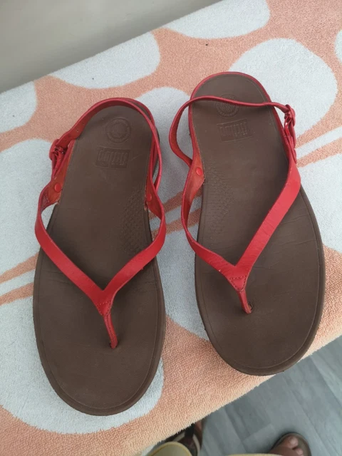 LADIES RED FITFLOP SANDALS UK SIZE 7 Thin Strappy Buckle Up