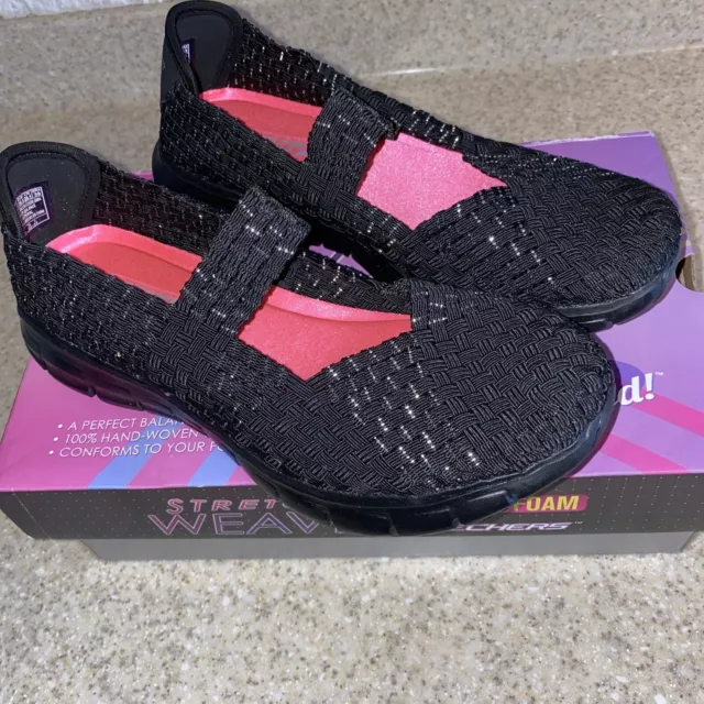 Skechers Stretch Woven Good Vibes Memory Foam Mary Jane Shoes Women’s 9.5 Black