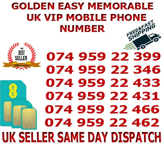 GOLDEN EASY MEMORABLE UK VIP MOBILE PHONE NUMBER / PLATINUM SIM EE Network  B 36