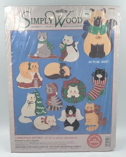 Juego de 12 adornos de colección Simply Wood Navidad Kit de Artesanía 1995 TOTALMENTE NUEVO