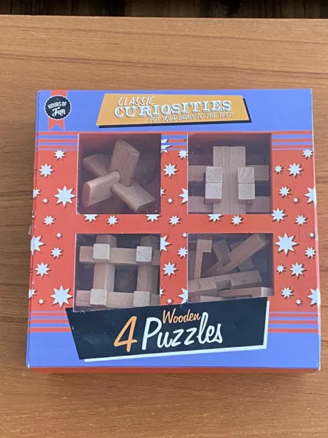 Rompecabezas de madera Brain Teasers de Classic Curiosities - 4 rompecabezas diferentes juego de regalo