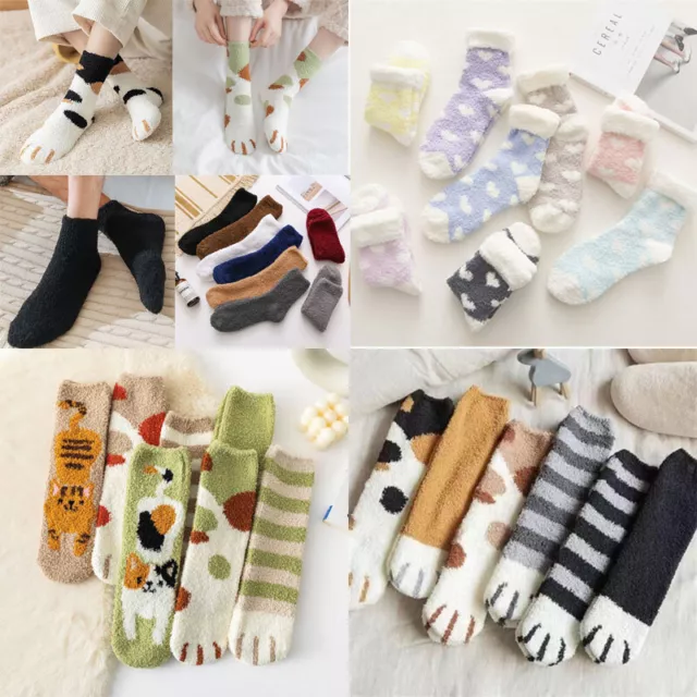 Women Ladies Soft Fluffy Bed Socks Winter Warm Lounge Slipper Fleece Sock Thick