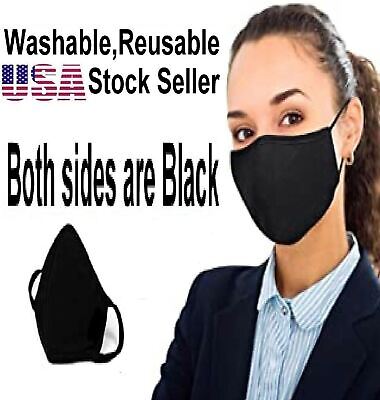 Face Mask 1 PCs Washable Reusable Cotton Breath Comfortable Double Layer Black