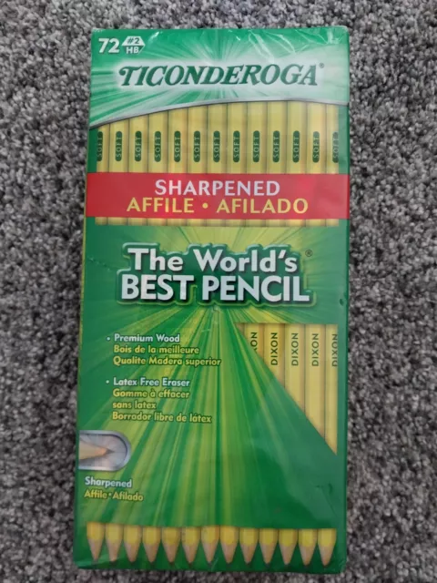 Ticonderoga Pencils Wood-Cased Pre-Sharpened #2 HB Soft Yellow 72 Count New
