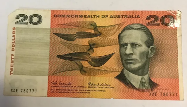 1966 Coombs Wilson - Commonwealth Bank Of Australia $20 Twenty Dollar Banknote