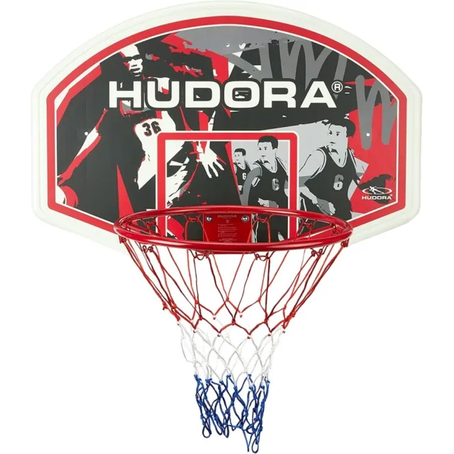 HUDORA 71621 - Basketballkorbset In-/Outdoor -wetterfest-Kunststoff-rot/schwarz