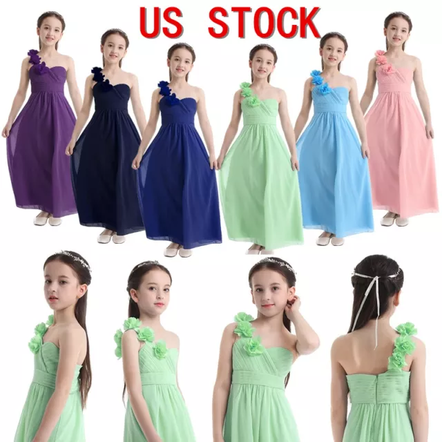 US Kids Flower Girl Dress Wedding Party Bridesmaid Dress Pageant Dance Prom Gown