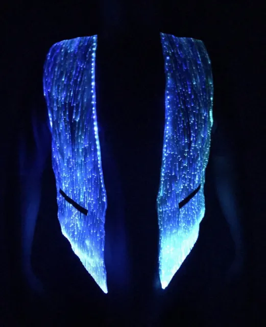 Mens LED Fiber Optic Waistcoat Light up Vest Glow in the Dark Clothing for Club