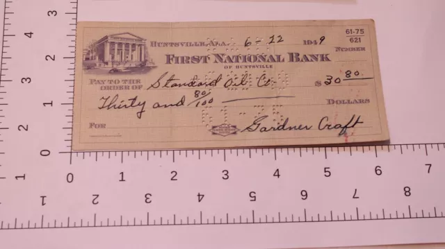 Vintage First National Bank Check June 22 1949