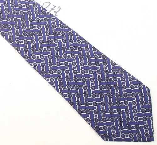 HERMES PARIS 7267 MA Krawatte Blau Gemustert Seide 145 cm (K072)