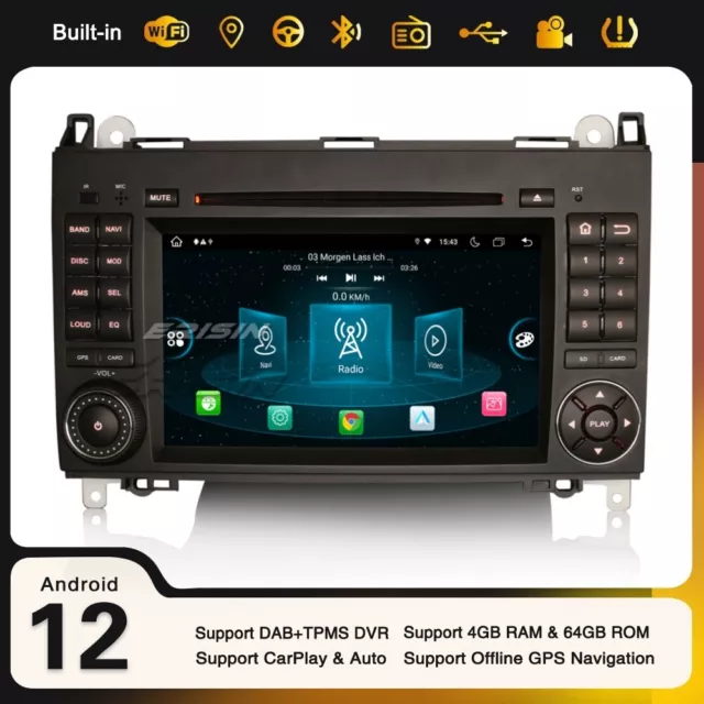 Android 12 Autoradio DAB+ Mercedes-Benz A/B Class W169 W245 Sprinter Viano Vito