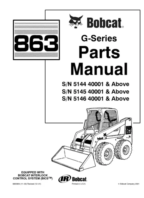Bobcat 863 G-Series Skid Steer Service Repair Manual COMB BINDED