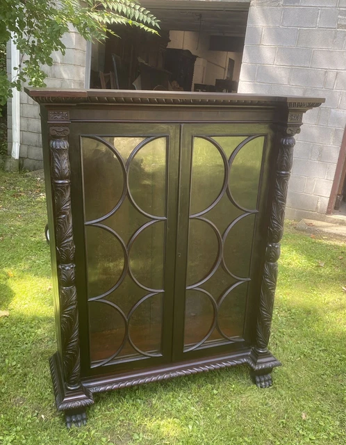 Empire Mahogany Acanthus Carved 2 Door Bookcase