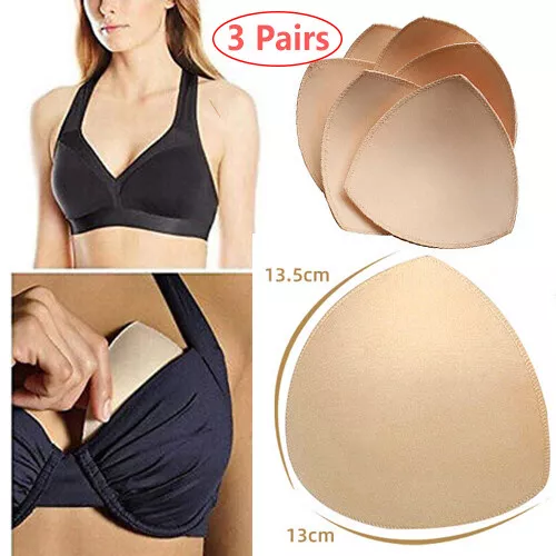 3 Pairs Women Removable Sponge Bra Pad Insert For Sports Bra Bikini Tops