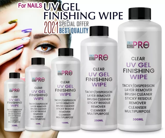 2021 UV Nail Gel Finishing Wip, Sticky Residue Remover, Cleanser, Brush Cleaner