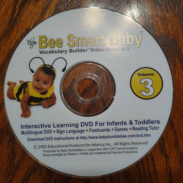 DISC ONLY BEE Smart Baby Vocabulary Builder Video Volume 3 Infant DISC ONLY BEE Smart Baby Vocabulary Builder Video Volume 3 Infant