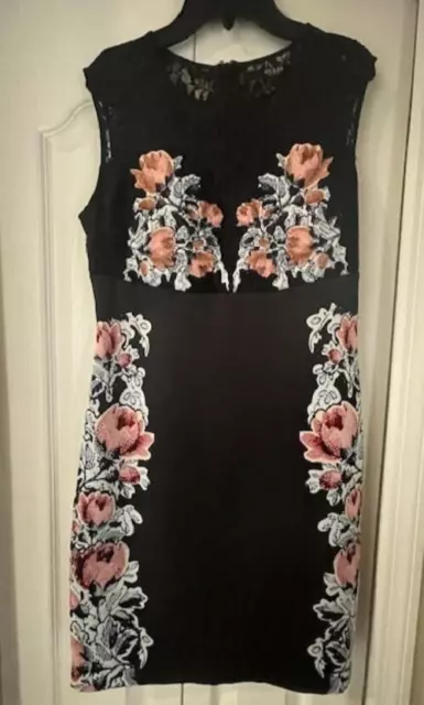Guess Black and Pink Floral Lace Dress - Size Small-Fast