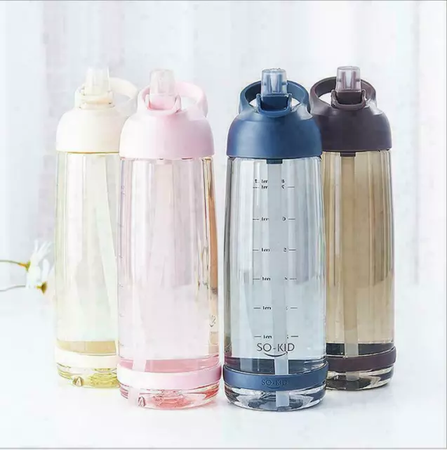 Water Bottle With Straw Plastic BPA Leakproof Sports Travel Plastic Drinks Mug