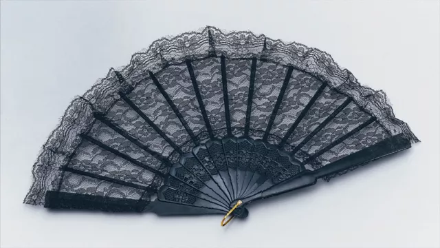 Spanish Black Lace Hand Fan Fabric Silk, Wedding Party Accessory Fancy Dress