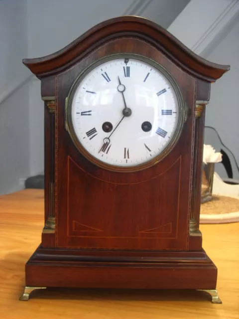 Beautiful French Japy Freres Antique Inlaid Mantle Clock