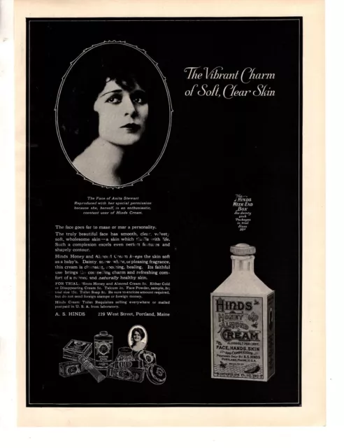 1921 Anita Stewart for Hinds Honey Almond Cream Original ad from Theatre - Rare