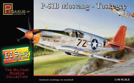 Pegasus 1/48 P-51B Mustang Tuskegee, snap kit 8404