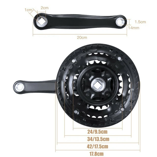 Pédalier en acier à haute teneur en carbone, 24-34-42 dents pour VTT 170 mm pour 21/24/27 vitesses, composants de transmission et pièces de rechange Pédalier en acier à haute teneur en carbone, 24-34-42 dents pour VTT 170 mm pour 21/24/27 vitesses, composants de transmission et pièces de rechange