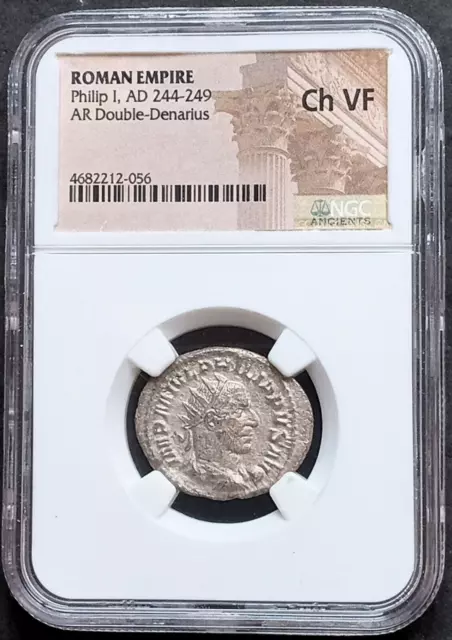Roman Empire  PHILIP I  AR Double-Denarius  AD 244-249   NGC Ch VF