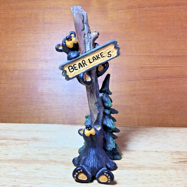 Bearfoots Bear Lake Sign Figurine Pine Tree BIg Sky Carvers (chips on back)