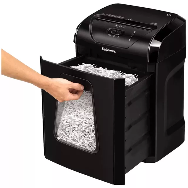 Fellowes Paper Shredder Powershred Cross Cut Office 12 Sheets 19L Pull Out Bin 3