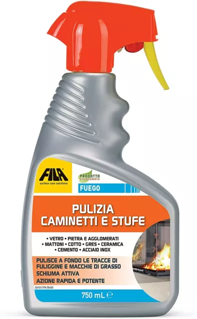 Fila FUEGO Rimuovi Fuliggine, Spray Pulizia del Caminetto, Stufe, Vetri, 750 ml