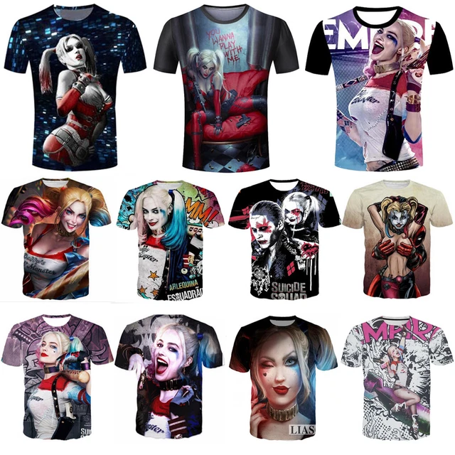 New Women Men Harley Quinn Sexy Print Casual 3D T-Shirt Short Sleeve Tops Tee