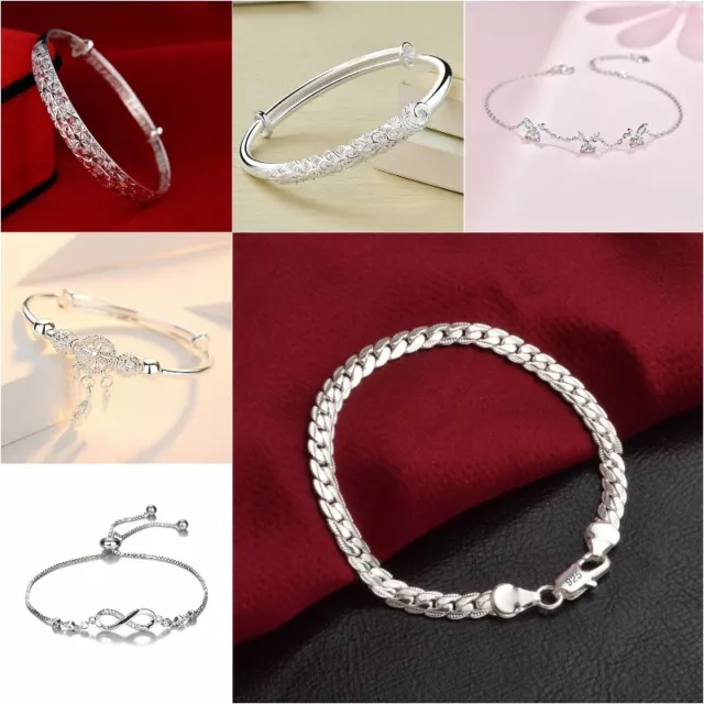 Elegant 925 Silver Dreamcatcher Bracelet Cuff Bangle Women Wedding Jewelry Gift