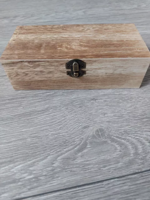 Plain Wooden Storage Box with Hinged Lid and Locking Clasp