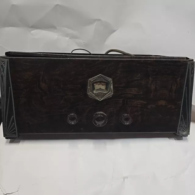 1928 1929 Crosley Showbox 706-60 Antique 8 Tube Table Top Radio Metal Cabinet