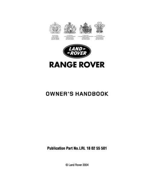 Range Rover L322  Lrl 18 02 55 501 Owners Manual 2004-  292 Pages