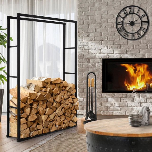 Kaminholzregal 100x100cm Weiß - Metall Holzständer Für Innen, 100kg Traglast