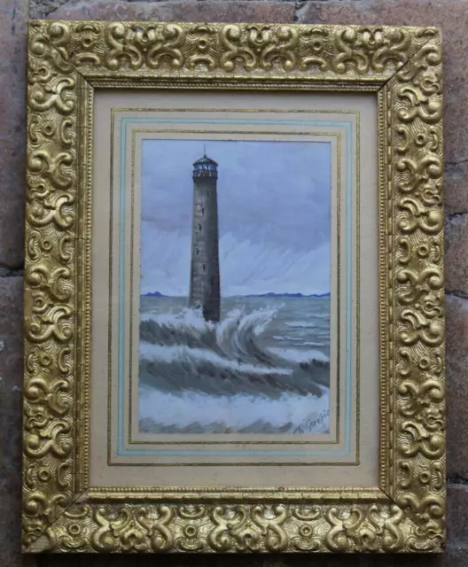 Le Phare Aquarelle signee Ch Gervaise et datee 1911