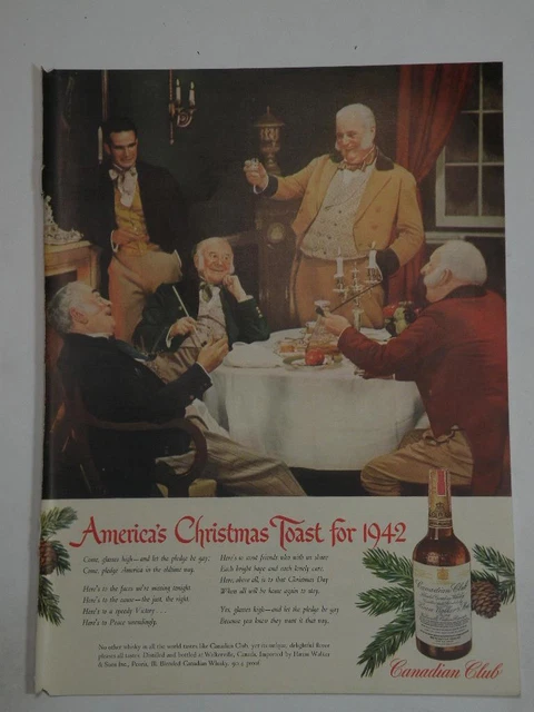 Magazine Ad* - 1942 - Canadian Club Whiskey - World War II - Christmas