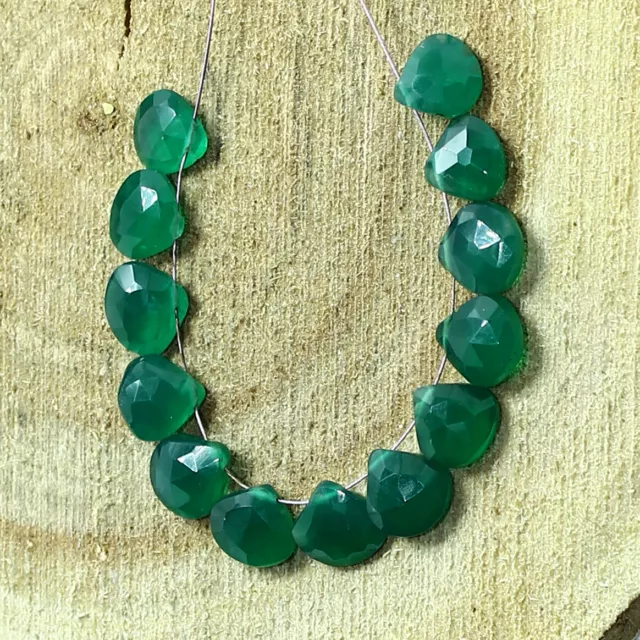 Green Onyx Faceted Heart Beads Briolette Natural Loose Gemstone Making Jewelry