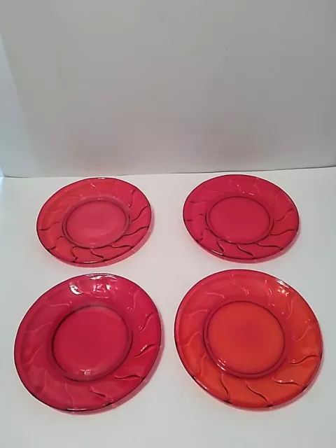 Fostoria Glass Jamestown Ruby Red Salad Plates 8.25" Set Of 4