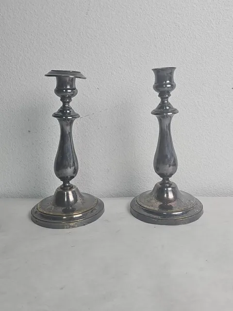 Antique Christofle Silverplated Candleholder Candlesticks France French Vintage