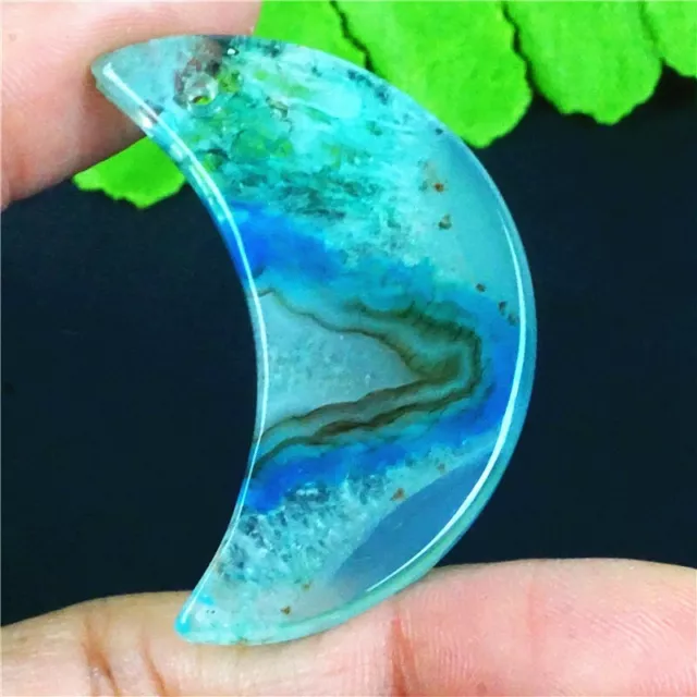 P23256 40x15x4mm Sea Blue/white Druzy Geode Agate Half-moon Pendant Bead