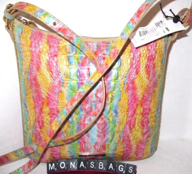 Brahmin Katie Salt Water Taffy Multi Pastels Melbourne Crossbody Leather Bag NWT