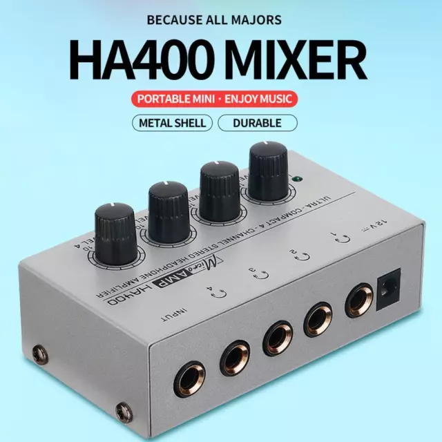E# Portable 4 Channels Audio Stereo Headphone Amplifier with 12V EU Power Adapte