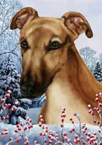 Winter House Flag - Fawn Mask Greyhound